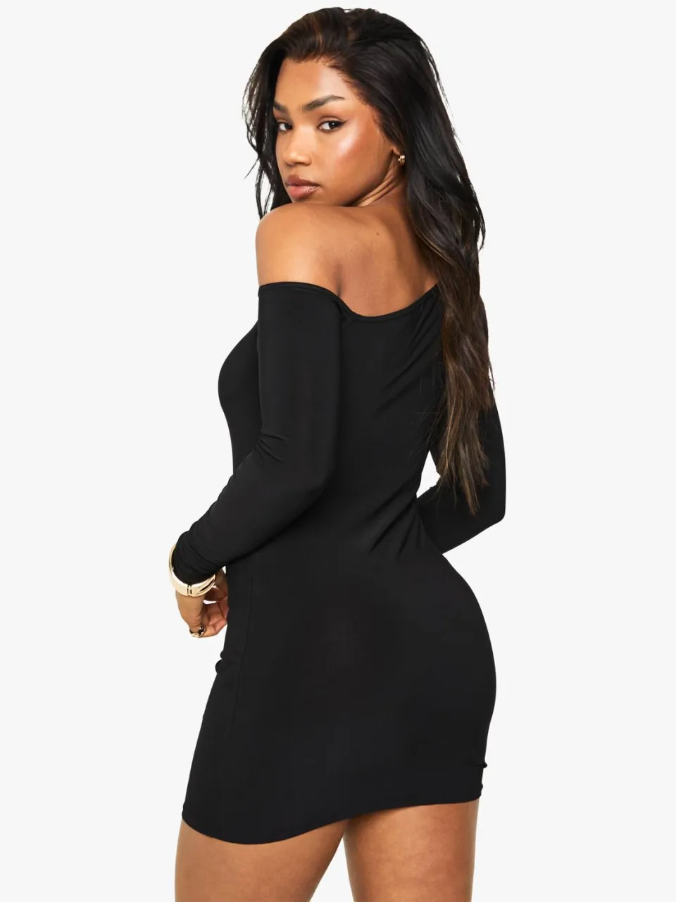 boohoo Dames Slinky asymmetrische mini-jurk met gouden trimdetail, foto 2