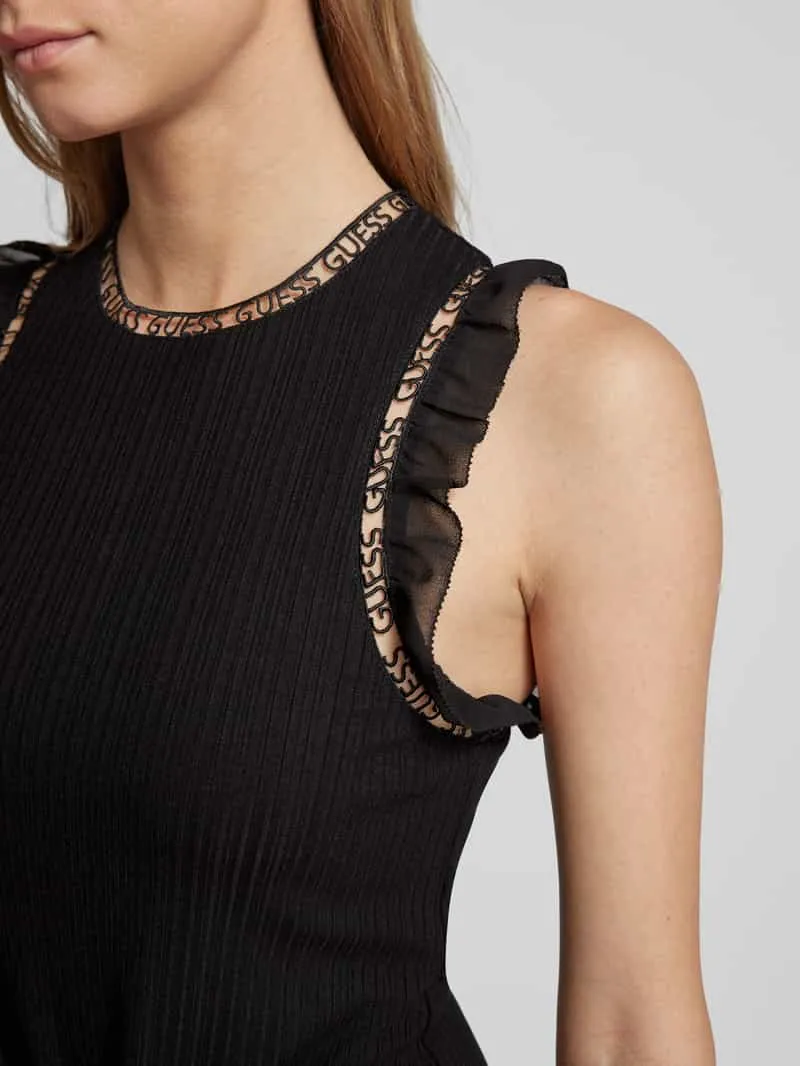 Guess Knielange jurk met volants, model 'OLGA' zwart, foto 4
