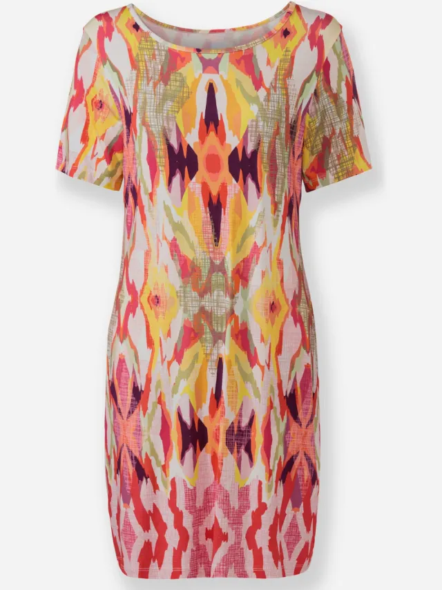 Jersey jurk oranje/pink bedrukt, foto 2