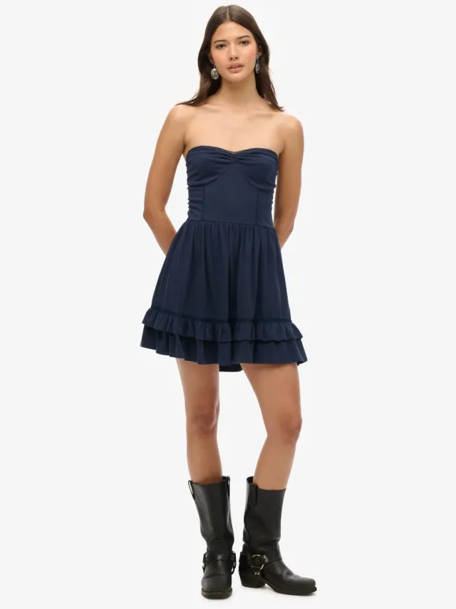 Superdry 50s bandeaumini-jurk met kant - Dames - Jurken richest navy