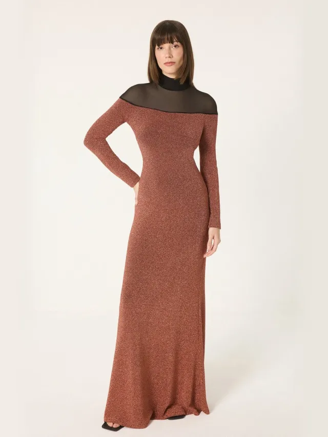 TOUCHÉ PRIVÉ Jurk met lange mouwen en glitterdetails - Brons - Dames
