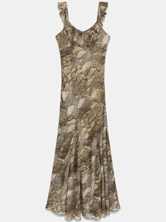 Guess Lange jurk met bruine print