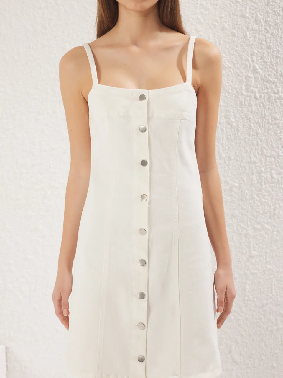 Trendyol TRENDYOLMİLLA Dames Wit Effen Kort / Mini Mouwloos Casual Bodycon Jurken, foto 2