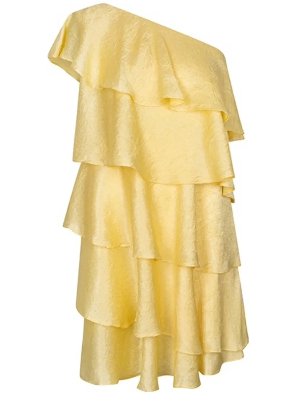 Lofty Manner one shoulder jurk met ruches - geel, foto 2