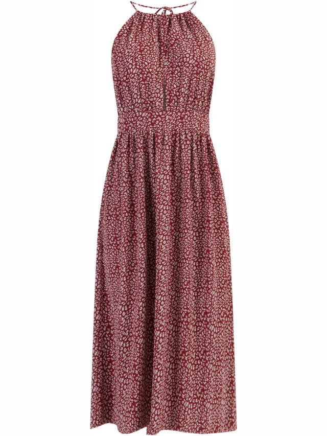 Faina Midi-jurk van chiffon rood wit