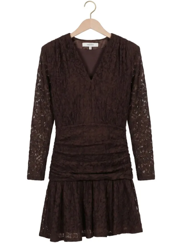 Dante6 Skydance Lace Mini Dress Dames - Jurk - Bruin