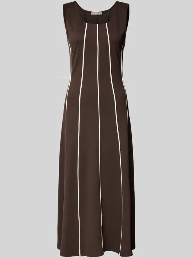 Christian Berg Woman Selection midi-jurk van viscosemix met vierkante hals donkerbruin, foto 2