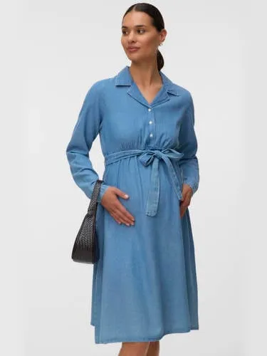 Mamalicious zwangerschapsspijkerjurk met ceintuur mediumblauw medium blue denim, foto 2