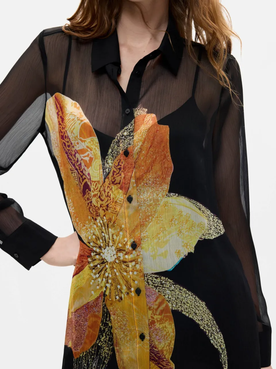 Desigual gebloemde blousejurk - zwart, foto 5