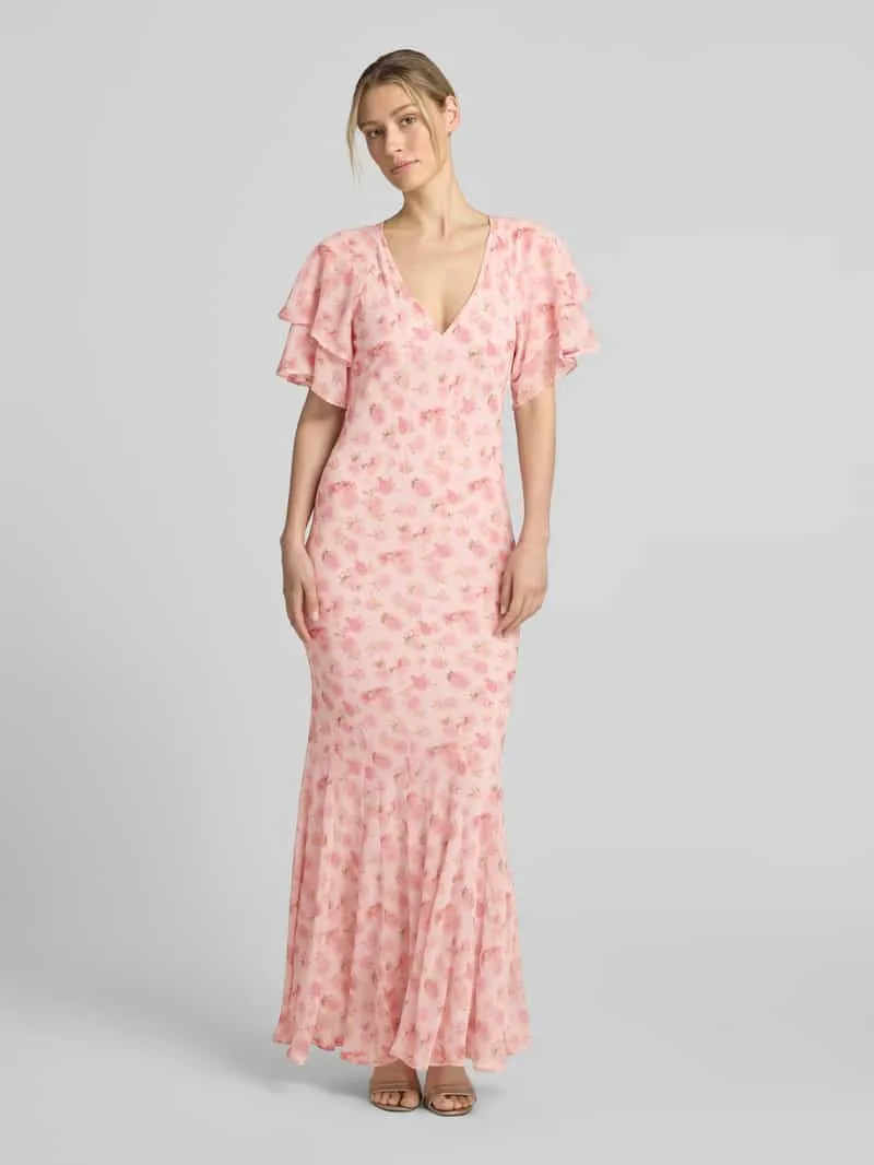 NEO NOIR Maxi-jurk met volants model 'Celesse' Felroze