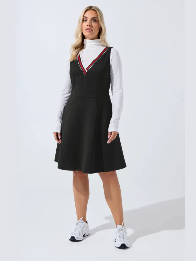 Limited Collection Zwarte Contrasterende Rand Skaterjurk Black