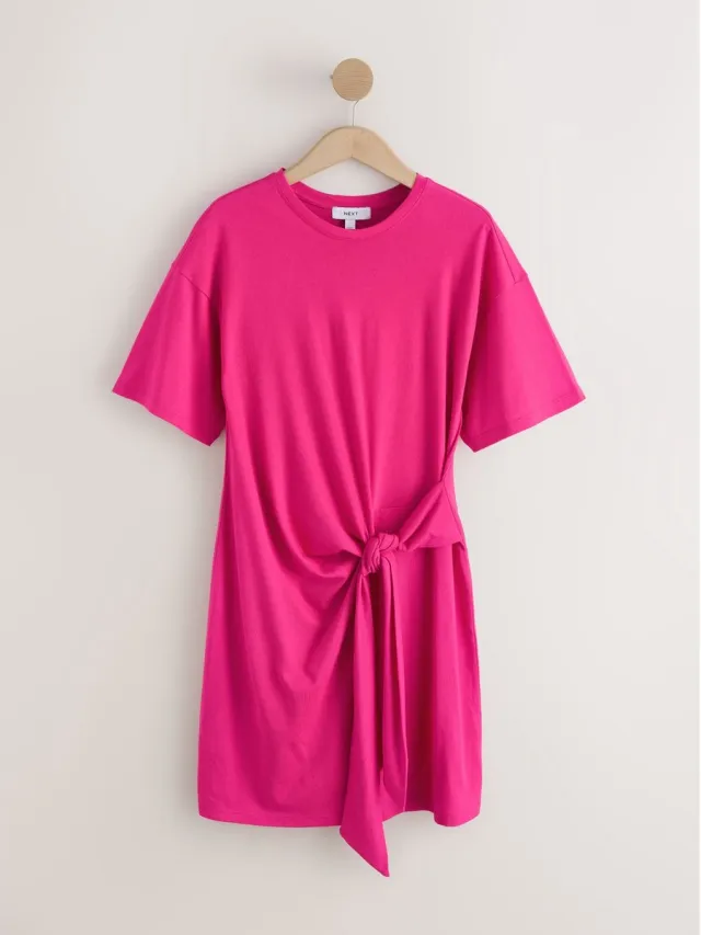 Next Dames - Mini-T-shirtjurk met strik in de taille - Tall - Roze Pink