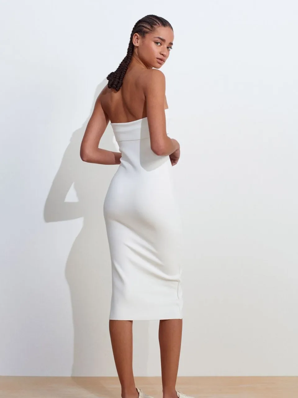 Dilvin Strapless Bodycon Midi-jurk wit, foto 2