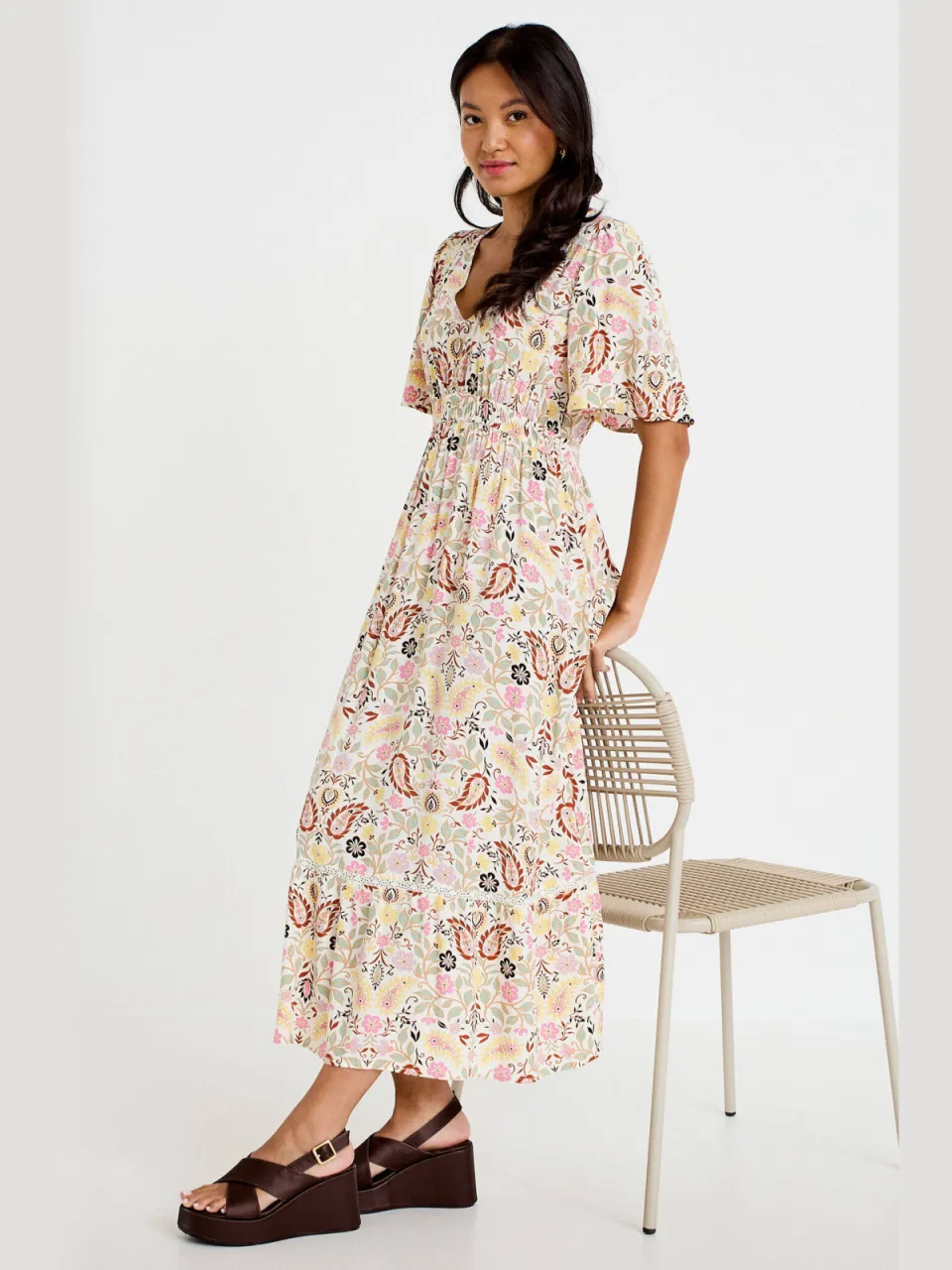 Cache Cache maxi jurk met paisley - ecru, foto 5