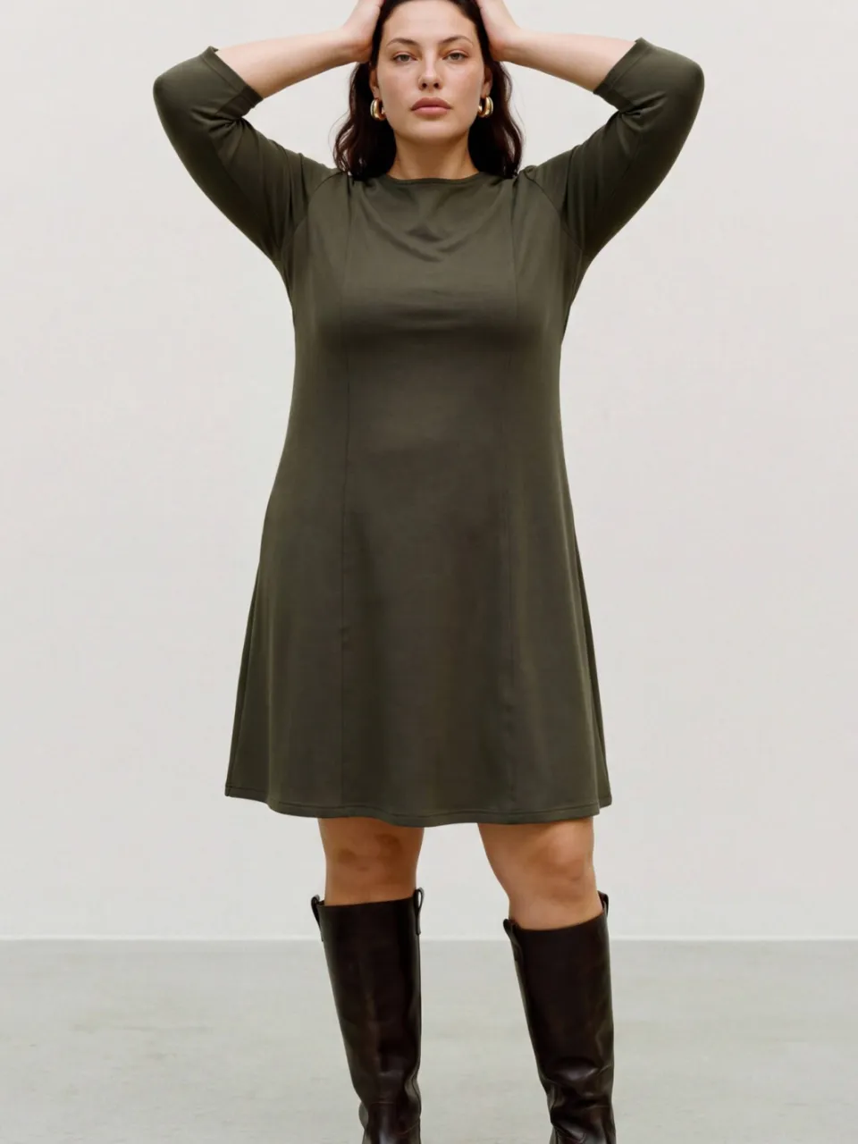 Vero Moda CURVE mini jurk Plus Size - donkergroen, foto 4