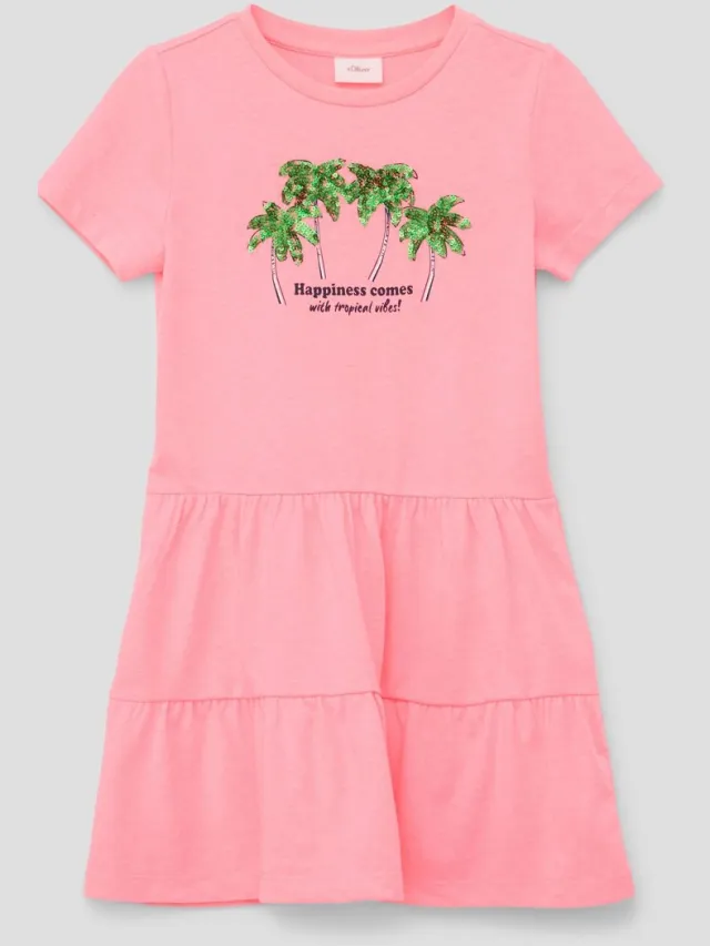 S.Oliver female - Korte jurk met paillettenapplicatie roze