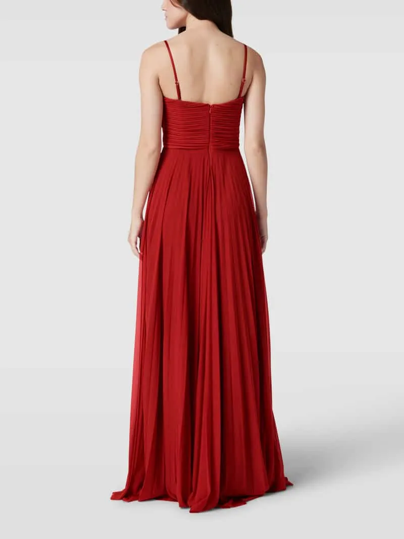 TROYDEN COLLECTION Avondjurk met plissévouwen roestrood, foto 3