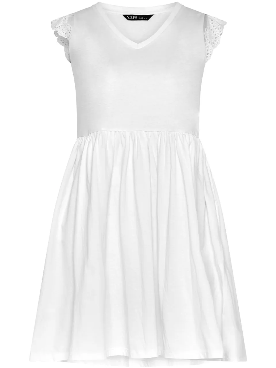 Yours Witte Jurk Met Broderie Anglaise En Peplum-64, foto 4