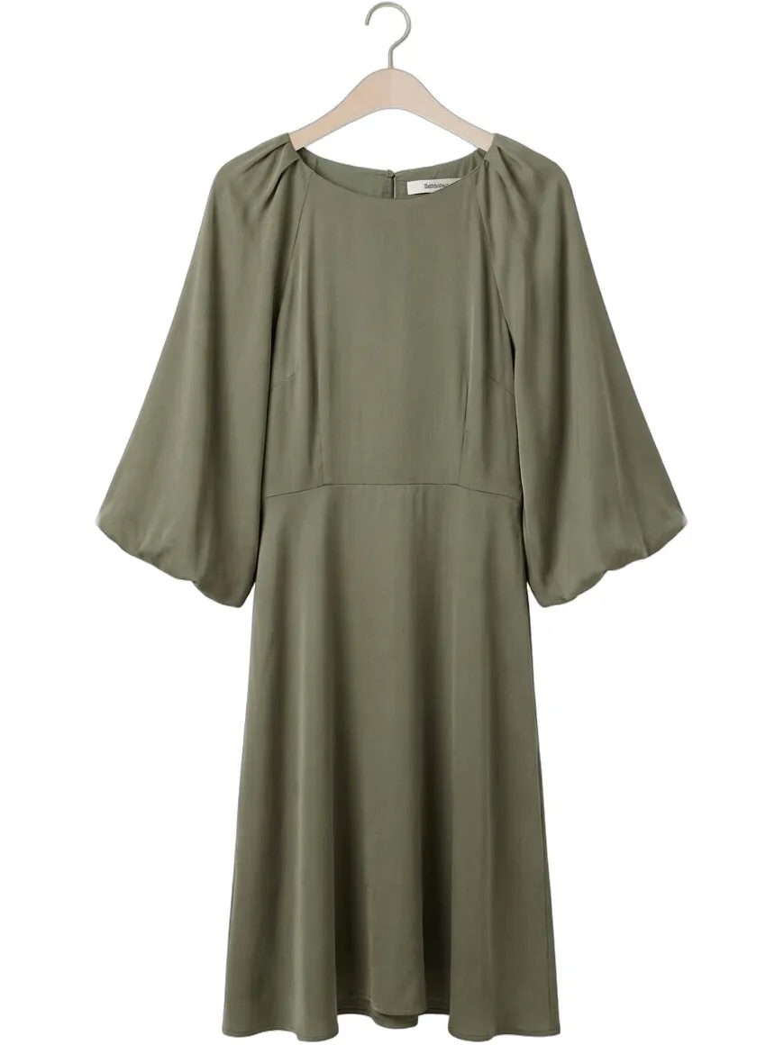 SELECTED WOMEN Dames Jurken Slflaurina 3/4 Short Open Back Dress - Olijf, foto 2