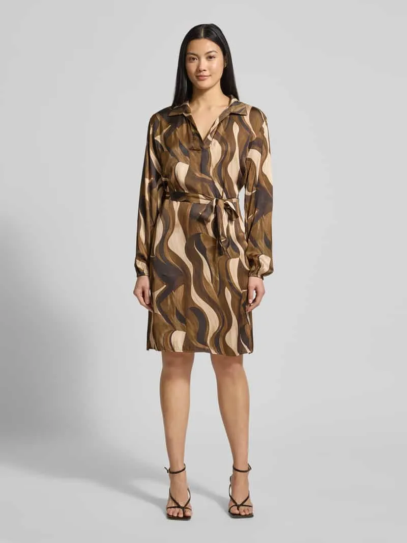 Zabaione Mini-jurk van Viscose met Strikceintuur Model 'Be44atricee' lichtbruin, foto 4