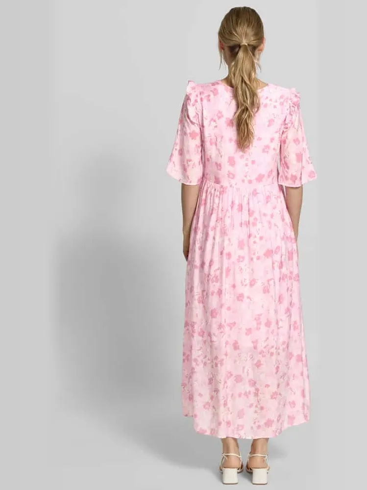 MbyM Maxi-jurk van viscosemix met model 'Melie' felroze, foto 3