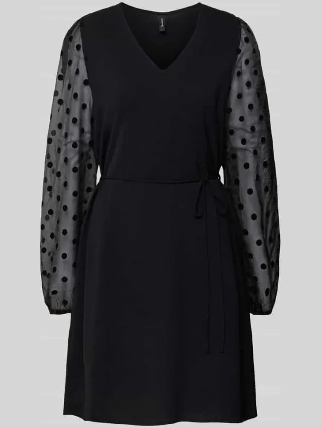 Vero Moda Soepele cocktailjurk met semi-transparante mouwen, model 'ALVA' zwart, foto 2
