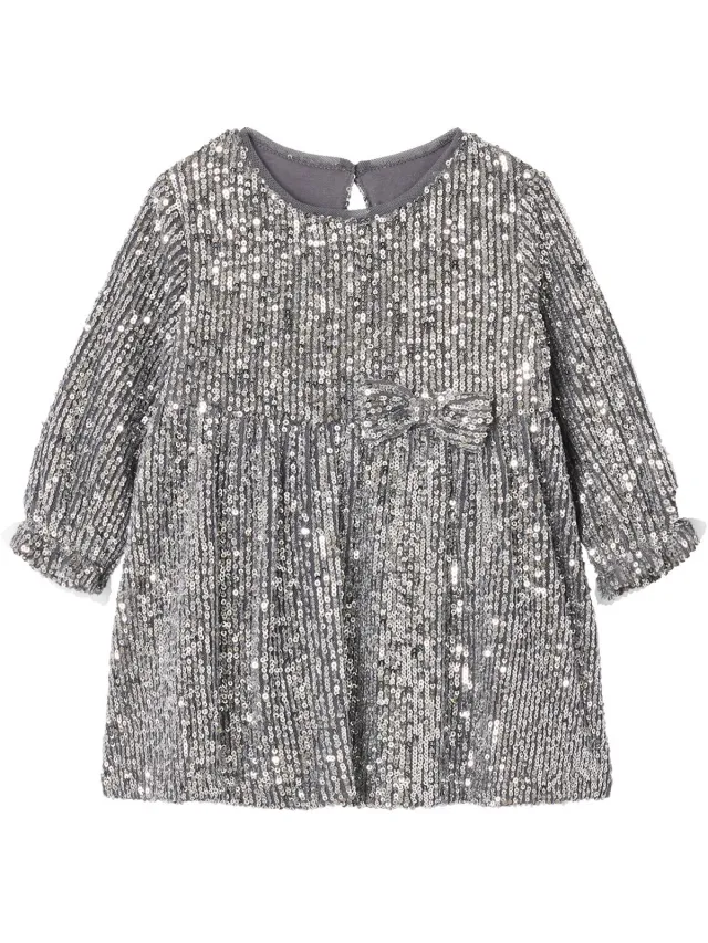 vertbaudet Festliches Baby Kleid mit Pailletten zilver