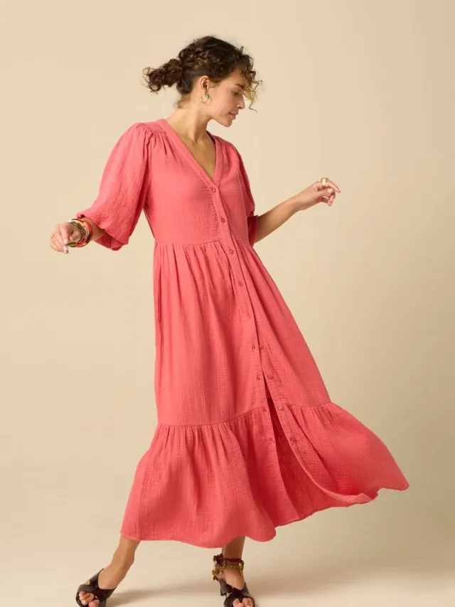 Sissy-Boy Rode maxi jurk met ballon mouwen Rood