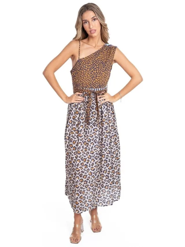 Isla Bonita By Sigris Lange Jurk Isla Bonita By Sigris Lange Midi-Jurk Goud