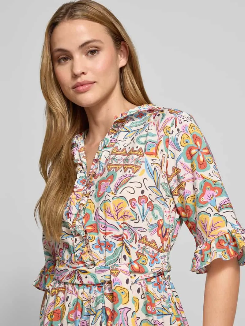 Christian Berg Woman midi-jurk van viscosemix met strikceintuur rietgroen, foto 5