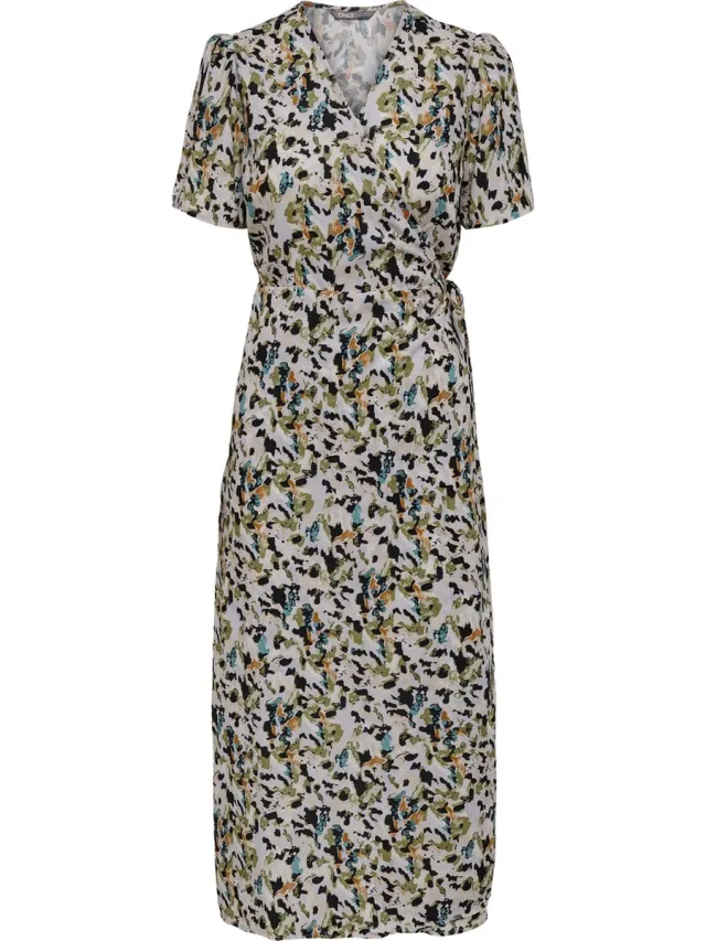 Only Jurk Onlkesia Life S/s Midi Wrap Dress C 15259150 Arabesque/zoe Dames Maat