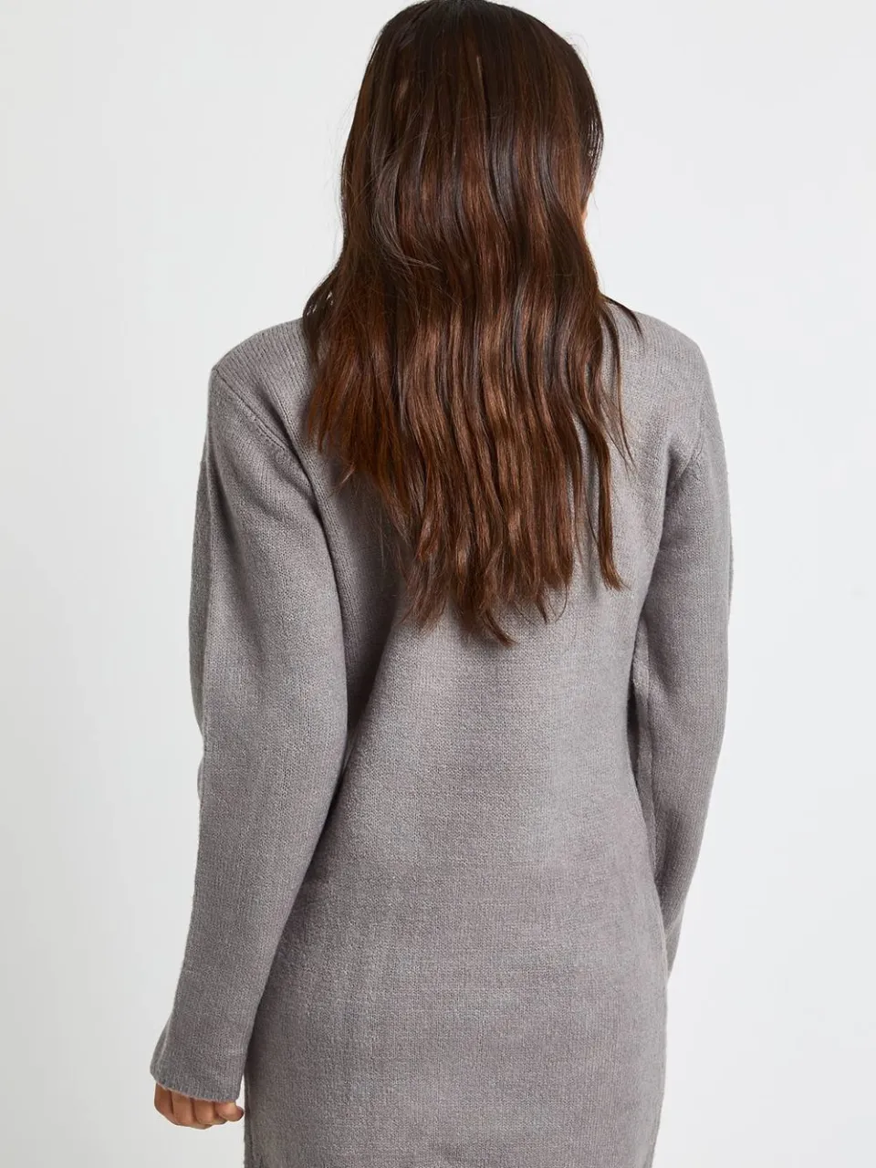 boohoo Dames Rolkraag chunky gebreide mini-jurk grijs, foto 3