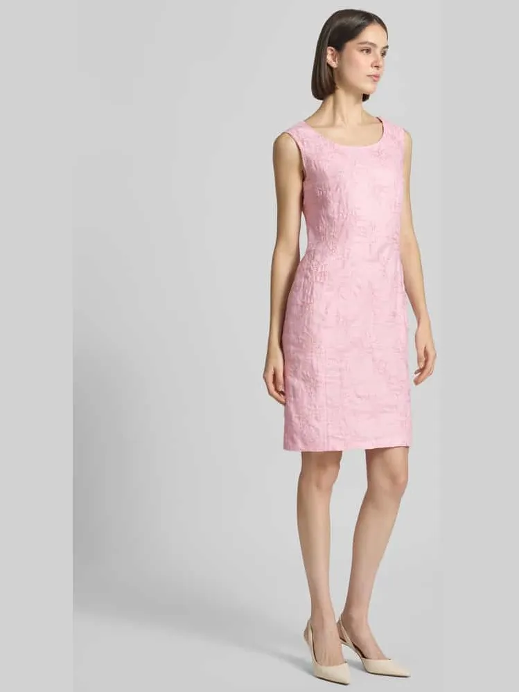 White Label Knie-lange kokerjurk met stitchings Rosé