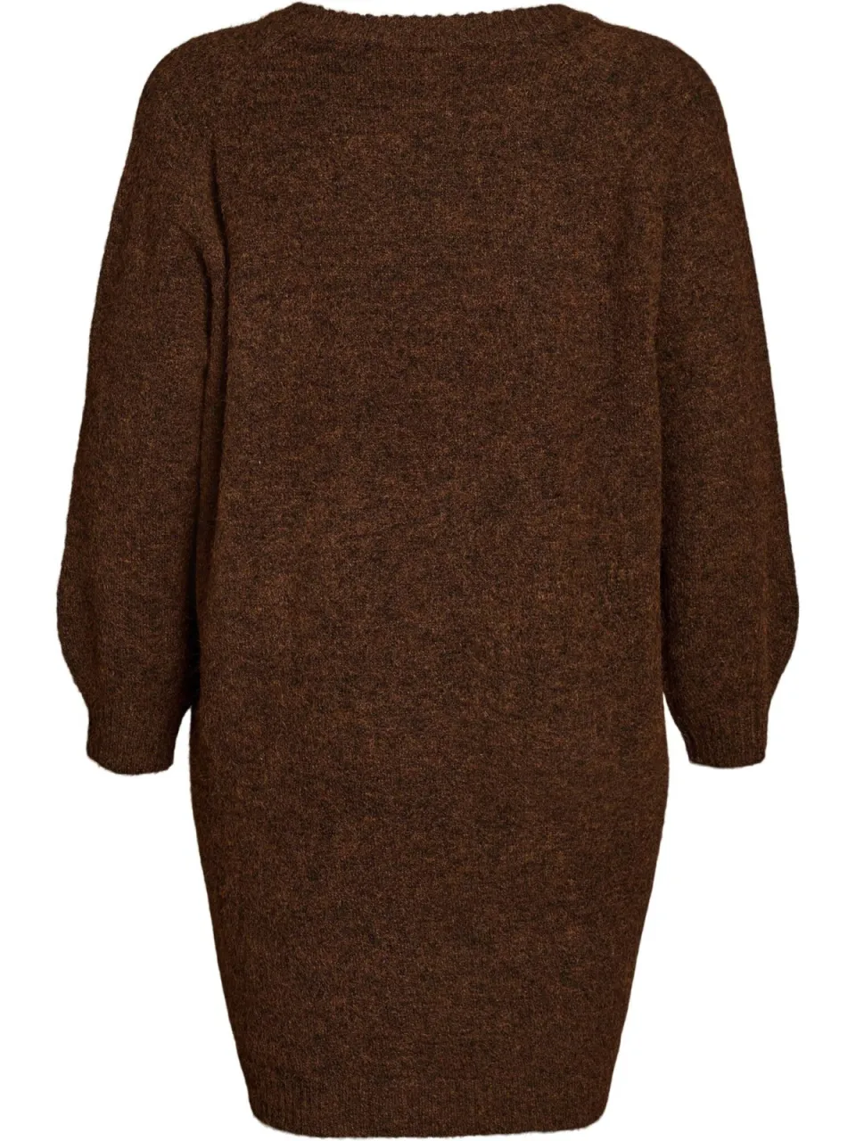 Zizzi Plus Size gebreide midi jurk met borduursels en wol - donkerbruin, foto 4