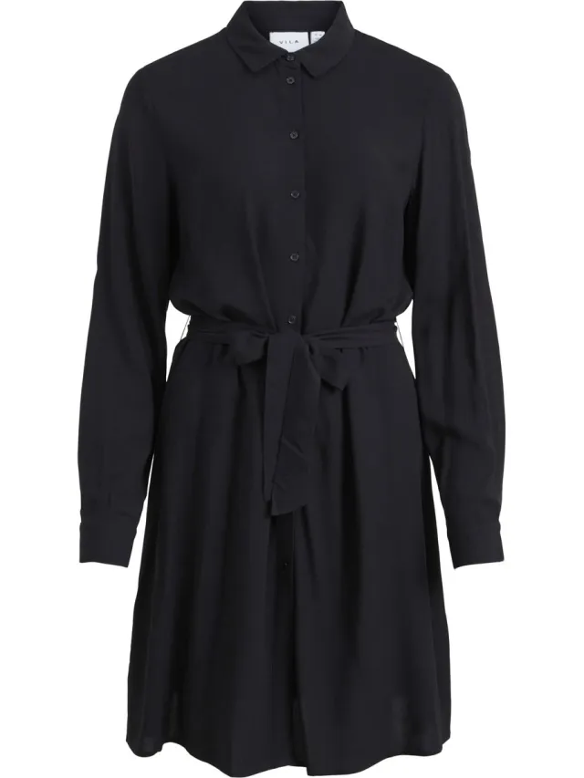 Vila VIPAYA L/S SHIRT DRESS/SU - NOOS Dames Jurk Black
