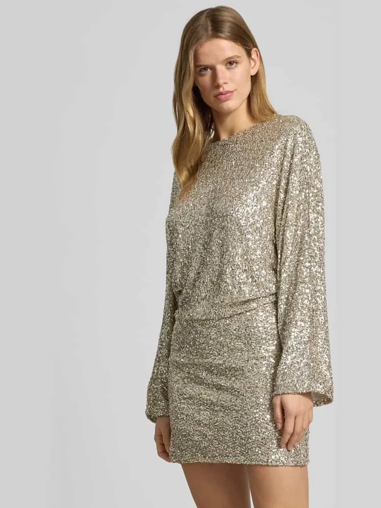 Gina Tricot Minijurk met ronde hals Goud gemêleerd