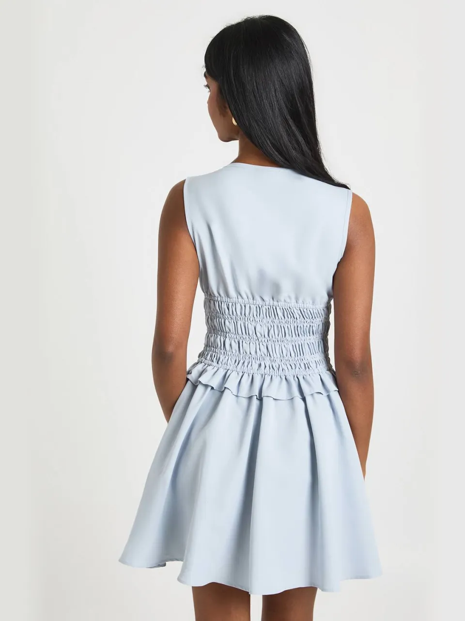 boohoo Dames Mouwloze Mini-jurk Met Gerimpelde Taille lichtblauw, foto 2