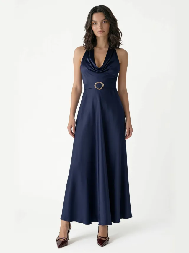 Rinascimento maxi avondjurk - donkerblauw