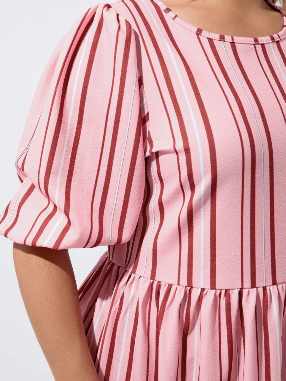 Limited Collection Roze Gestreepte Jurk Met Peplum, foto 3