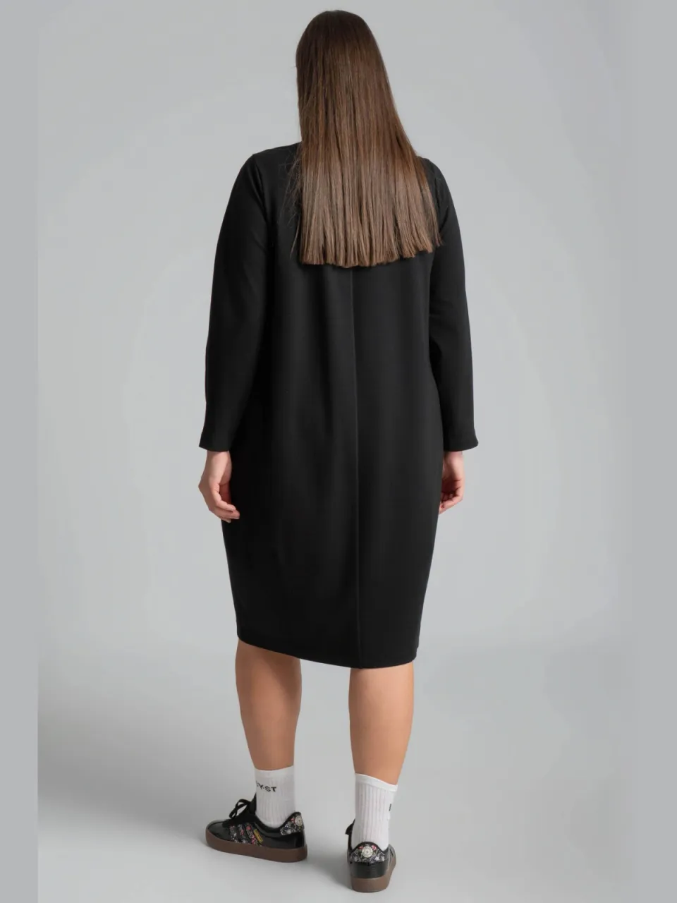 Mat Fashion Plus Size midi jurk - zwart, foto 3
