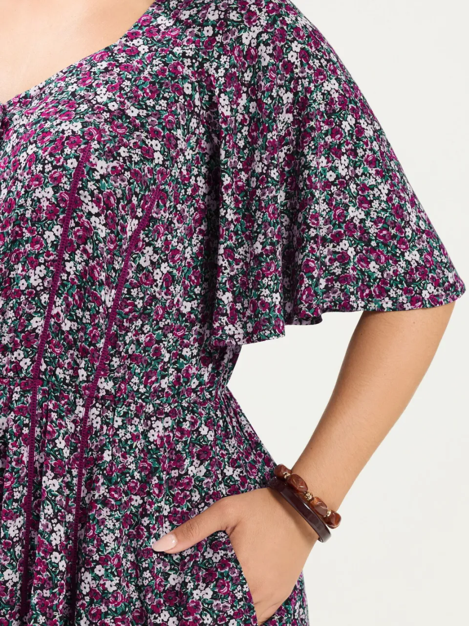 Yours Roze Smock Minijurk Met Fijne Bloemenprint, foto 5