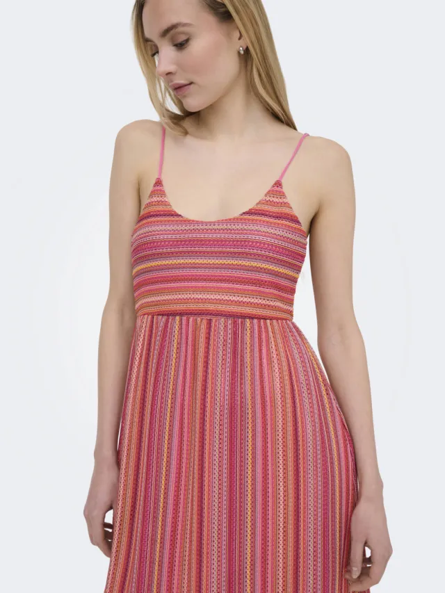 Only gestreepte zomerjurk roze, foto 3