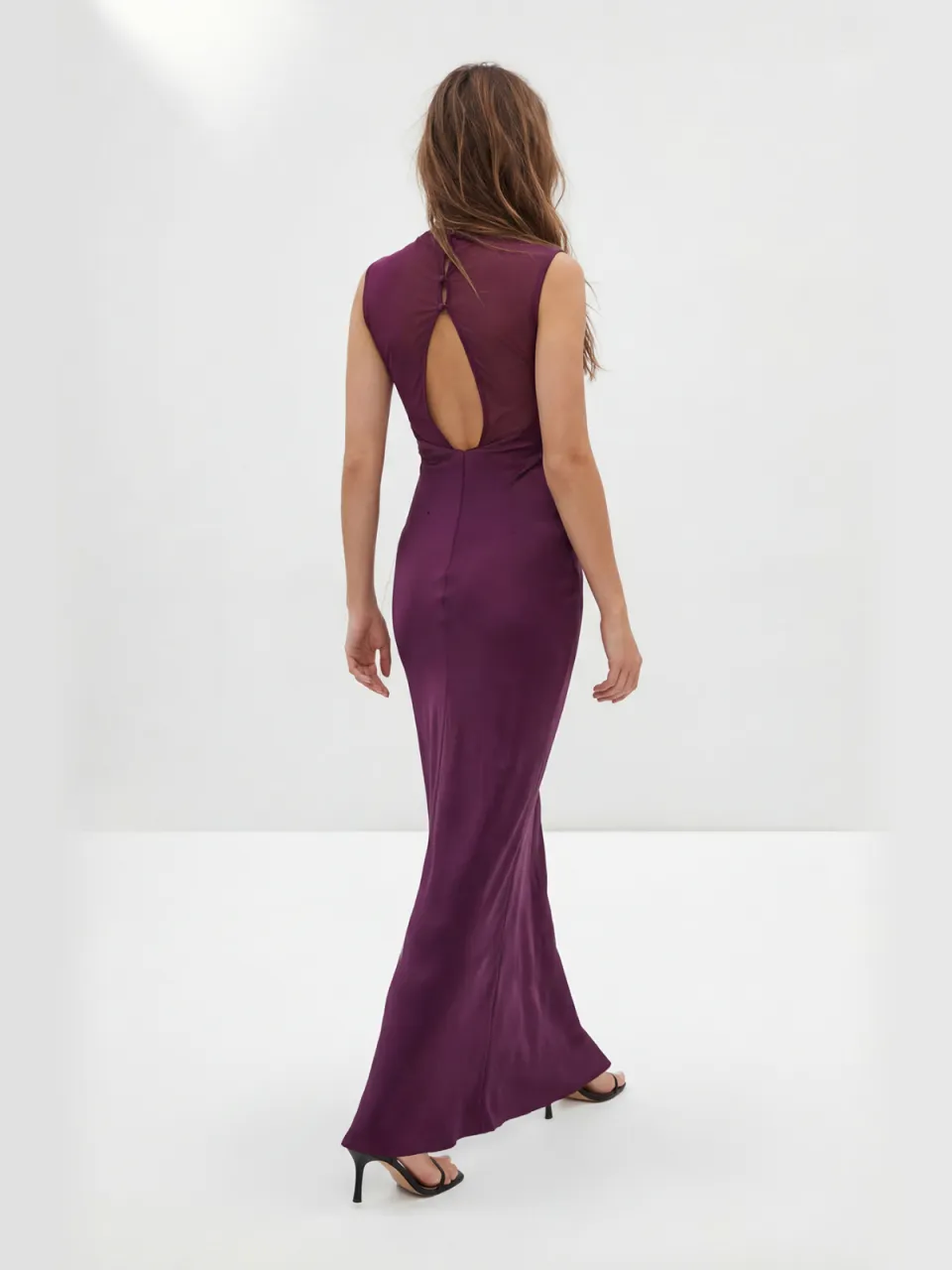 Trendyol TRENDYOLMİLLA Dames Paars Effen Maxi Mouwloos Recht Avond & Gala Jurk, foto 2