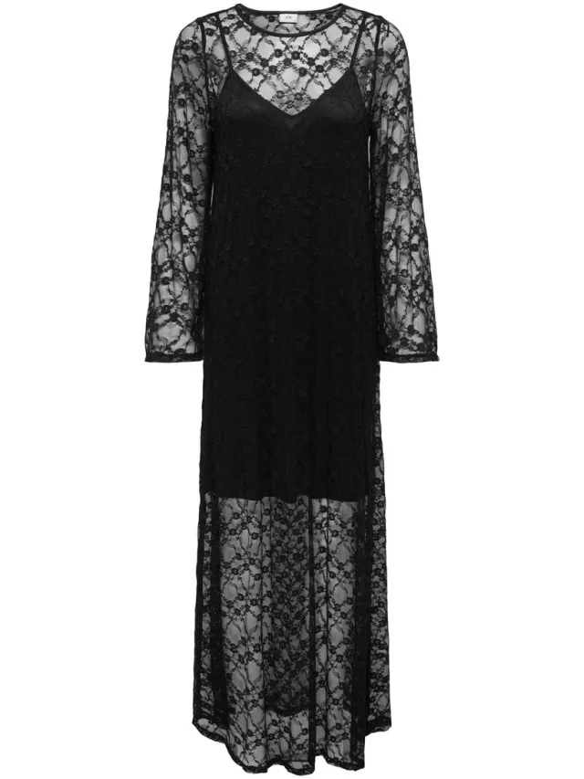 JDY JDYSILVIA L/S LACE MAXI DRESS JRS - Dames - Maxi jurken zwart