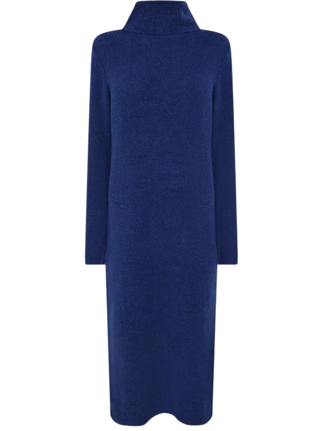 Pieces Dames Gebreide Coltruit Jurk (Blauw)