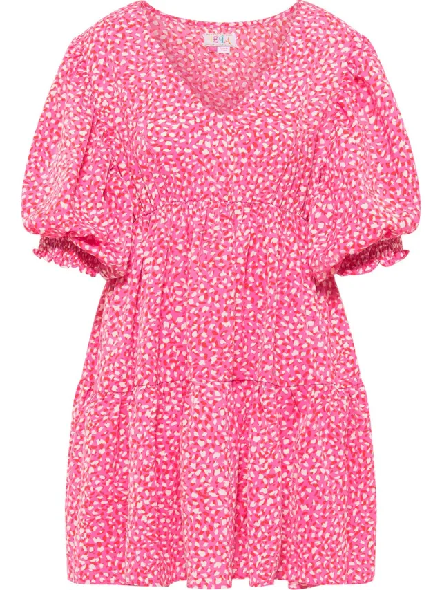 IZIA Zomerjurk roze wit