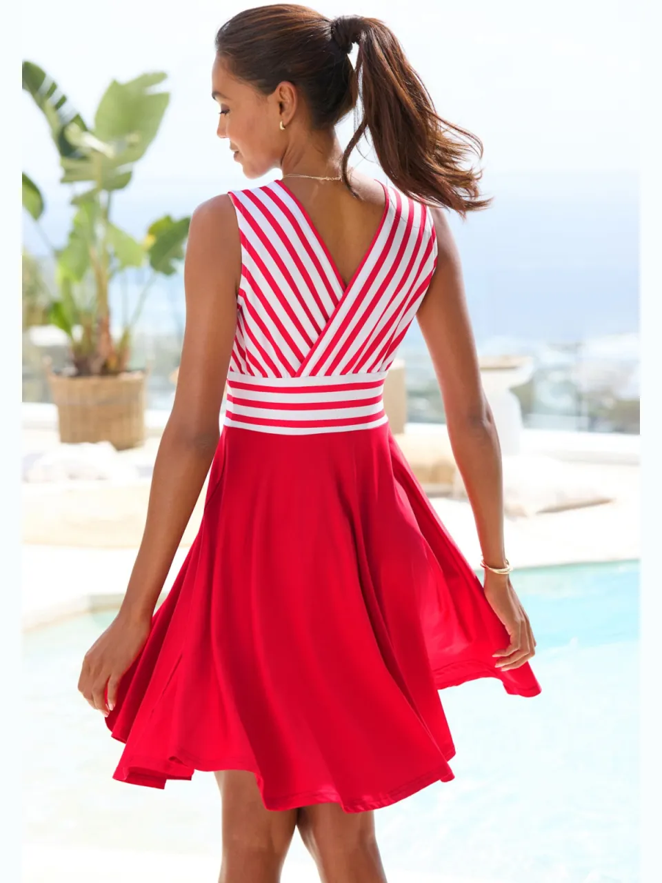 Zomerjurk wit/rood gestreept, foto 3