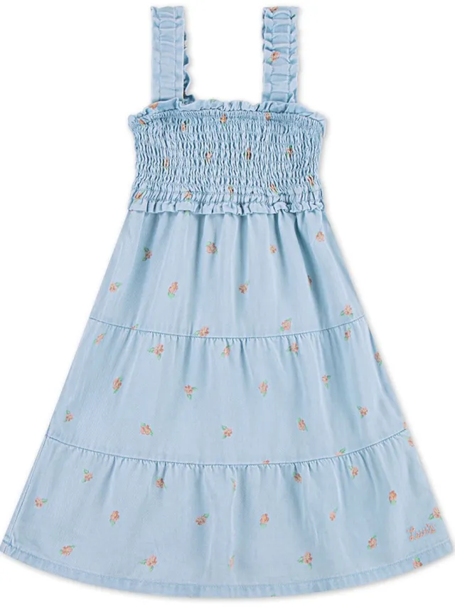 Levi's Levi´s ® Kids Smocked Mouwloze Jurk Blauw 24 Months Meisje Multicolor 1