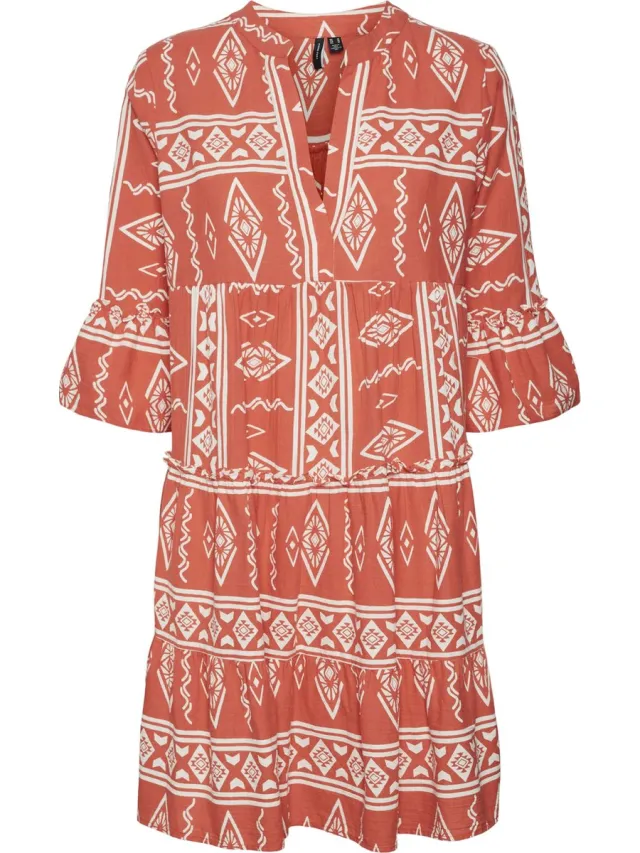 Vero Moda VMDICTHE 3/4 TUNIC WVN GA - Dames - Mini jurken Cayenne;Cecilia Snow White