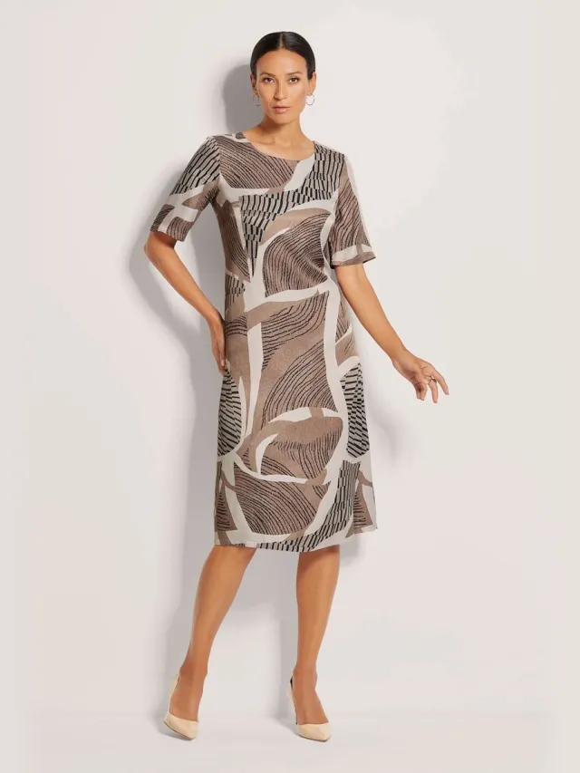 MADELEINE Jurk Jurk parelwit / taupe / meerkleurig